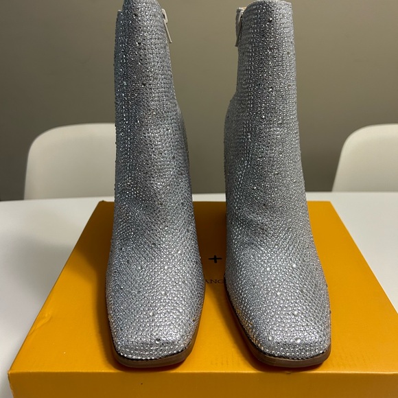 Women’s Rhinestone Block Heel cowboy Bootie SILVER GLITTER RHINESTONE sz 10 NEW - Picture 5 of 8